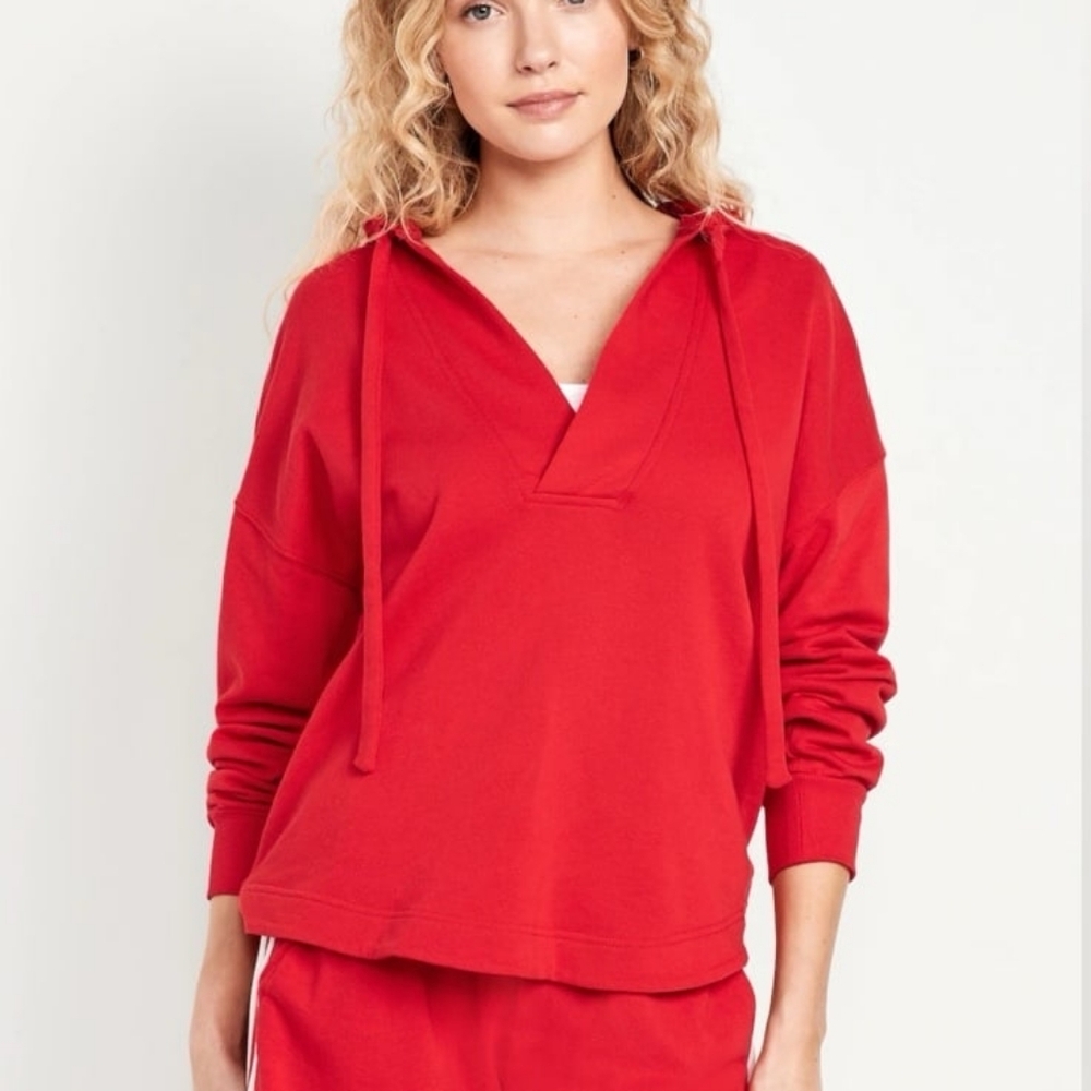 ❤Old Navy SoComfy Oversized Tunic Hoodie Sweatshirt In Scotty Red Size XS Petite
